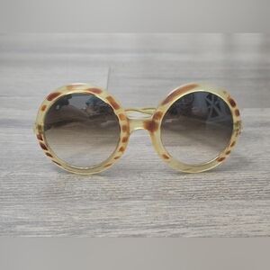 Vintage Tortoise Round Womens Sunglasses Made In Italy